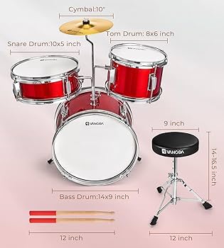 Amazon.com: Kids Drum Set, 14 Inch Beginner Drum Kits, 3